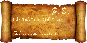 Páhány Diána névjegykártya